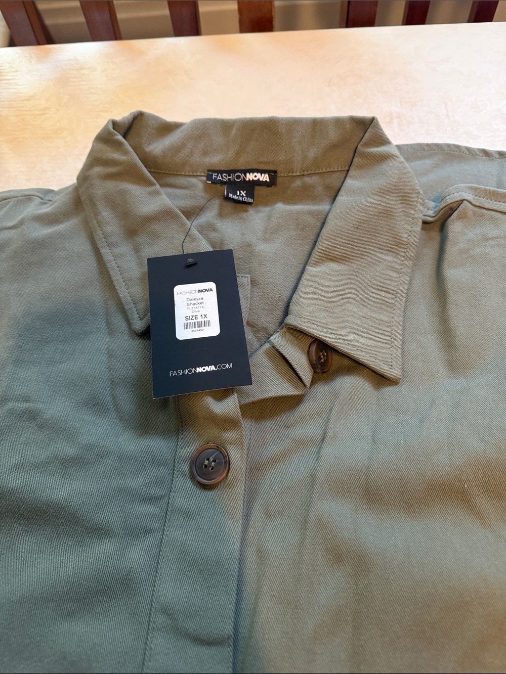 Fashion Nova Olive Green Utility Shacket
